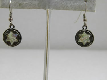 Vintage Sterling Glitter Star Earrings, Pierced, 1.25"