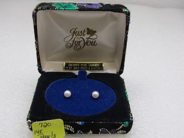 14kt Cultured Pearl Earrings, 4mm, Comes in Orginal Box