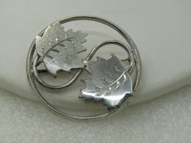 Vintage Sterling Silver Lamode Leaf Brooch, 1.25", 1960's-1970's