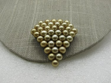 1920's-1930's Faux Pearl Triangular Dress Clip, 2"
