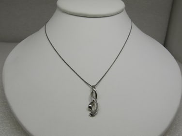 Sterling Silver Diamond Chip Journey Necklace, 18"