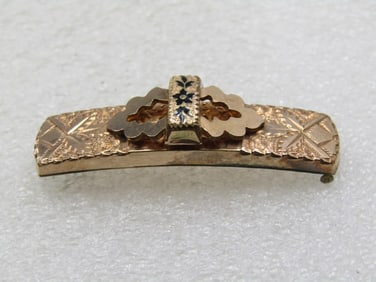 Victorian 10kt G.F. Brooch Top, Enameled, Etched, 1.75"