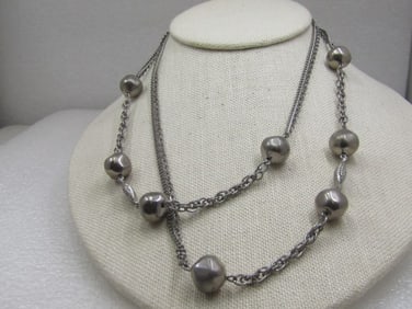 Vintage Double Strand Chunky Beaded Necklace, 34", 1960's-1970's