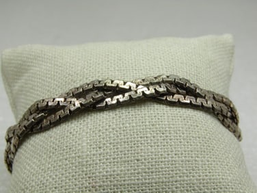 Sterling Silver 9mm S-Link Braided Bracelet, 7.25", Unisex