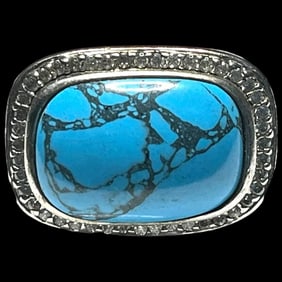 Estate Oversize Sterling Silver NH Signet Ring