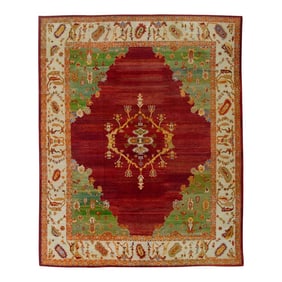 Early 21st Century Old Wool Turkish Oushak Rug 12'10" X 15'11"