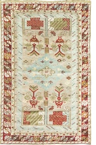 Antique Turkish Ghiordes Oushak Rug