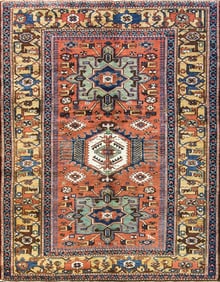 Early 20th Century Persian Heriz Rug-5'2" X 6'8"