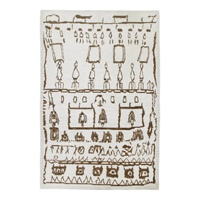 Early 21st Century Brown & Beige Geometric Design Modern Handmade Tulu Rug 9'9 X 14'2