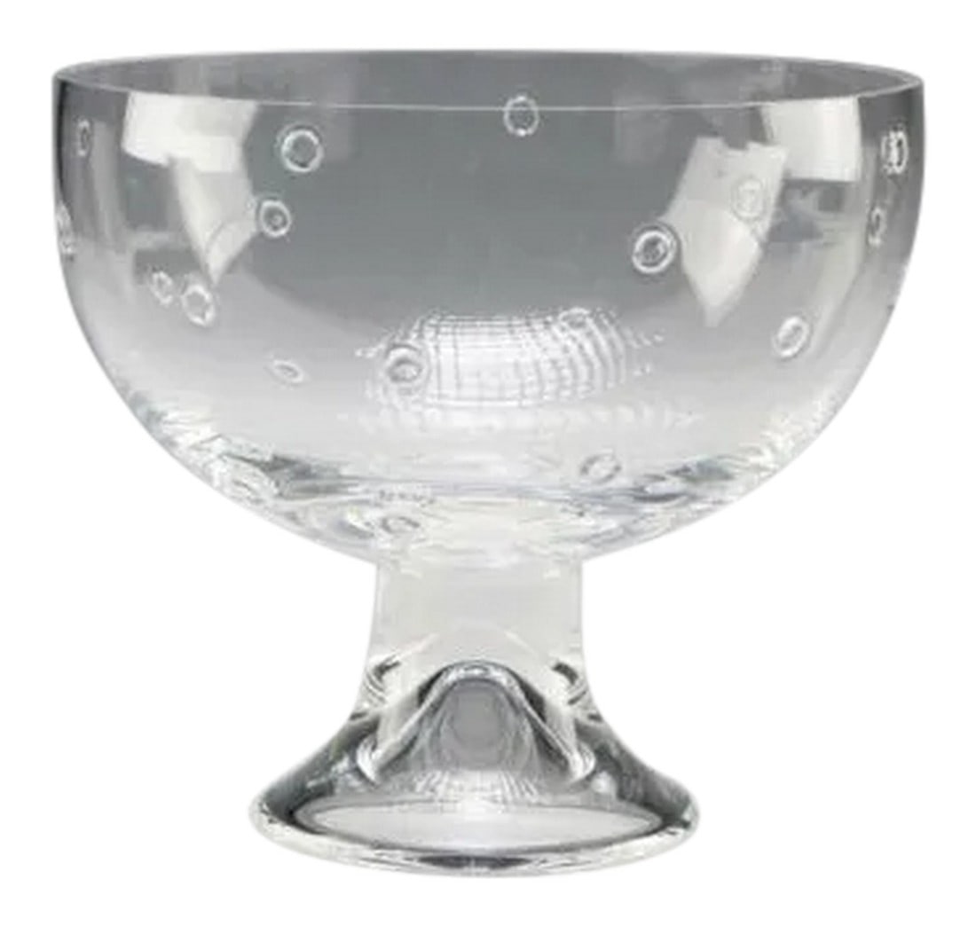 Legendary Steuben Glass Joel Smith C.1999 Designed Bubble Bowl-Signed Etched Crystal Art Glass: Mars Palm Beach offers a Rare Extraordinary Steuben Joel Smith Designed Large Art Glass 'Bubble Bowl' circa 1999- A modern magnificent rare finely detailed large thick and luxurious Steuben footed bow