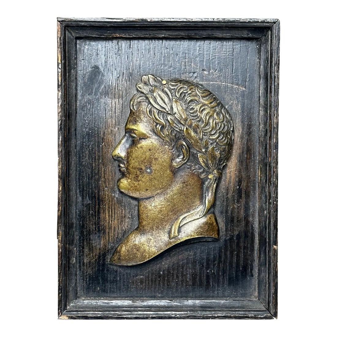 Antique French 19th Century Napoleon Wearing Laurel Wreath Crown Wall Sculpture: 1 Traditional Small French Antique 19th Century Napoleon Wearing Laurel Wreath Crown Wall Sculpture. Add some French Napoleonic military history to your walls. Subject quarter length view head portrai