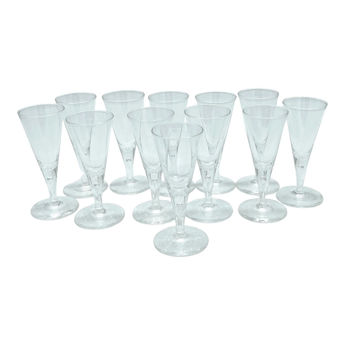 12 1960s Steuben #7924 Controlled Bubble Smaller Goblets/ Wines: Set of 12 Steuben #7924 Controlled Bubble Smaller Goblets/Wine Glasses 1960s Signed in Script 'S' Discontinued Pattern This rare set of twelve (12) vintage Steuben #7924 controlled bubble smaller gobl