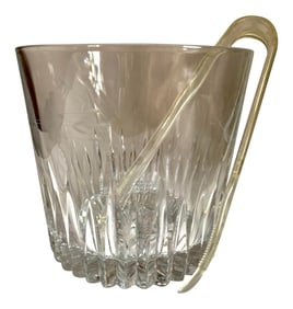 Vintage Crystal Ice Bucket With Tongs- 2 Pieces