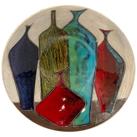 Mid 20th Century Marcello Fantoni Bowl Decorated With a Still Life of Italian Vases