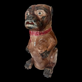 Antique Majolica Pug Dog Pitcher, C1880-1900