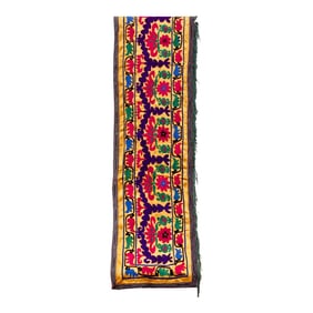 Long Mid-Century Vibrant Yellow Suzani Runner