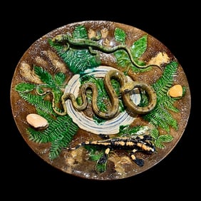 French Majolica Palissy Plate, Alfred Renoleau Late 19Th. C.