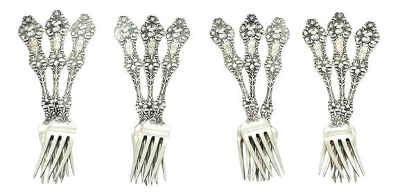 12 Old Orange Blossom by Alvin Sterling Silver Luncheon Forks 6 3/4‚Äù