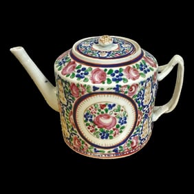 18th C Chinese Export Famille Rose Tea Pot, in the French Taste