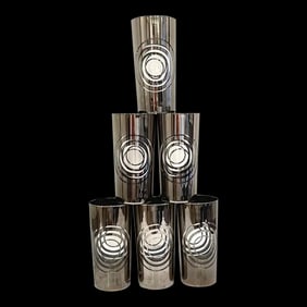 1970s Silvered Mod Highball Glasses - Set of 6