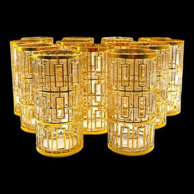 Shoji Gold Highball Glasses by Imperial Glass - Set of 13