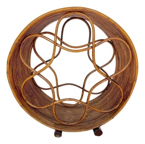 Boho Rattan Circular Porthole 6 Bottle Wine Caddy/ Rack