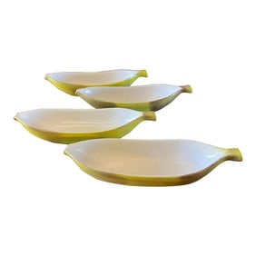 1950s Mid Century Ceramic Banana Serving Dishes- Set of 4