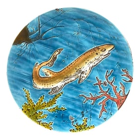 Rare Majolica Plate Marine Life by Schutz Cilli 19Th C.