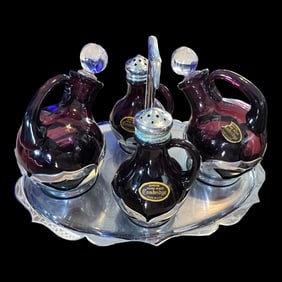 Vintage Purple Cambridge Glass Condiments Set of 5