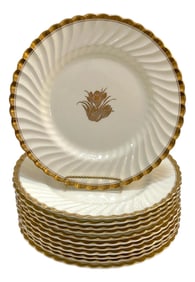Set of 12 Mintons ‚ÄòGold Crocus‚Äô Dinner Plates, England, circa