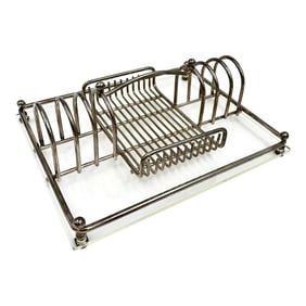 1970s Mid-Century Modern Chrome & Lucite Flatware Buffet Caddy
