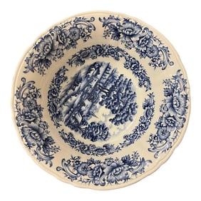 1980s Vintage Blue Ironstone Vegetable Bowl Home Country Myott Staffordshire England