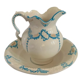 Vintage Large Water Pitcher & Basin- 2 Pieces