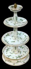 Old Paris Porcelain & Gilt Bronze 'Forget Me Not' Four Tiered Compote/Tazza