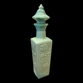 Vintage Green Jade Milk Glass Jim Beam Decanter