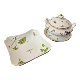 Vintage Gravy/Sauce Boat & Square Bowl - Set of 2
