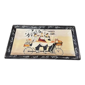 Vintage Large Black & White ‚ÄúParis‚Äù French Chef Platter