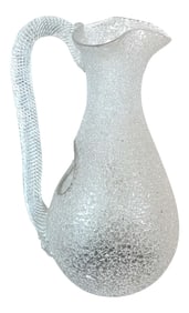 Mid 20th Century Murano Vetro Rugiadoso Glass Pitcher With Chiller