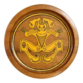 1960s Pre Columbian Wooden Decorative Wall Art Plate