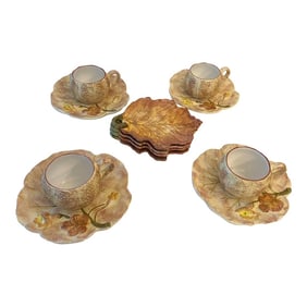 Vintage Fall Maple Leaf Tea & Snack Plates Set- 12 Pieces