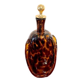 Mid 20th Century Tortoiseshell Murano Glass & Brass Decanter