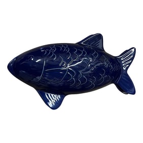 Vintage Blue Fish Baking Dish With Lid by Chantal