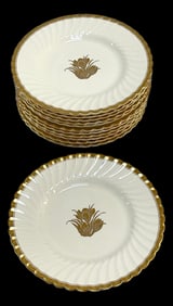 Set of 12 Mintons ‚ÄòGold Crocus‚Äô Luncheon Plates, 9", England,