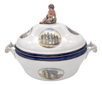 18th Century Naples Porcelain Grand Tour Topographical Tureen