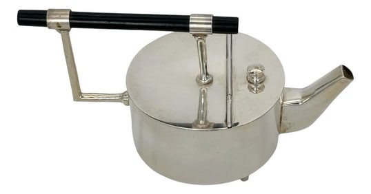 English Modernist Silver Plate Teapot, After Christopher Dresser