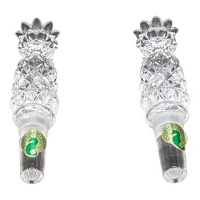 Vintage Waterford Crystal Pineapple Bottle Stoppers With Boxes- Set of 2