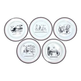 Restoration Hardware "The New Yorker" Wine-Themed Cartoon Plates - Set of 5