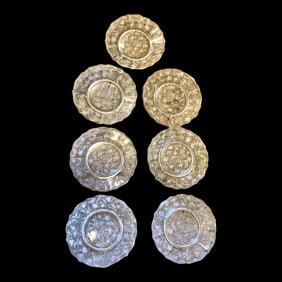 Mid Century Fostoria Chintz Crystal Plates- Set of 7