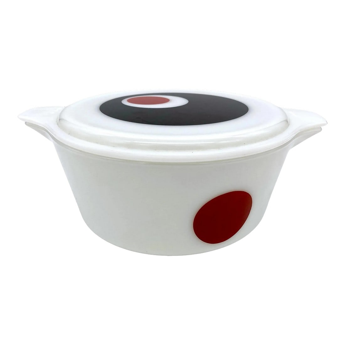 Mod Pyrex Moon Deco #475 Covered Tureen, 1971, Limited Offering: Mod Pyrex Moon Deco #475 Covered Tureen, 1971, Limited Offering A Mod Pyrex Moon Deco #475 Covered Tureen, a rare and limited offering from 1971. This piece features the obscure and sought-after Moon