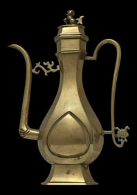 Traditional 19th Century Chinese Kuang-Hsu Guangxu Qing Gilt Bronze Slim Tea Pot